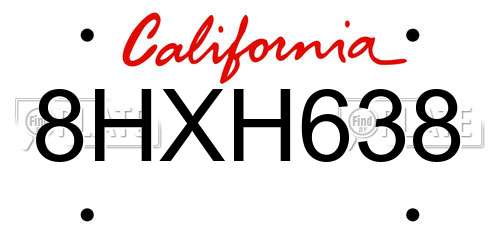 8HXH638 California License Plate