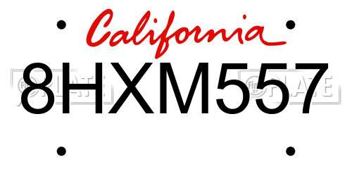8HXM557 California License Plate