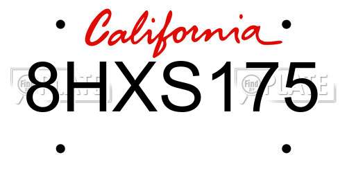 8HXS175 California License Plate