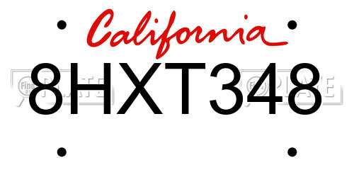 8HXT348 California License Plate