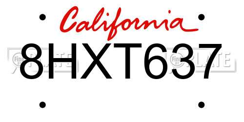 8HXT637 California License Plate