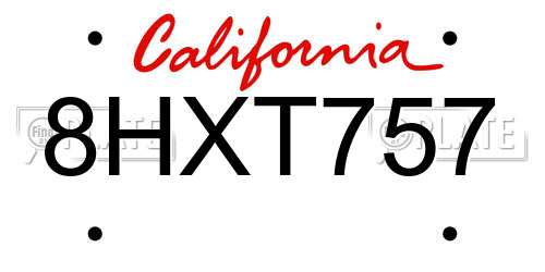 8HXT757 California License Plate