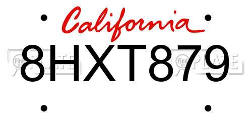 8HXT879 California License Plate
