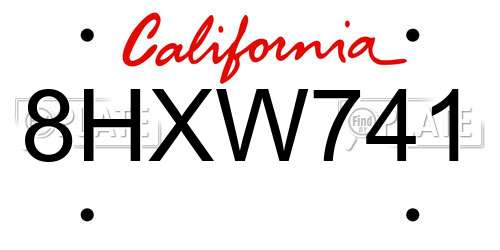 8HXW741 California License Plate