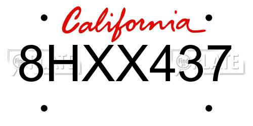 8HXX437 California License Plate
