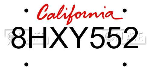 8HXY552 California License Plate