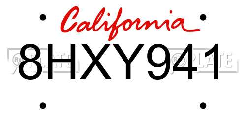 8HXY941 California License Plate