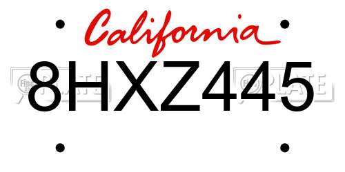 8HXZ445 California License Plate