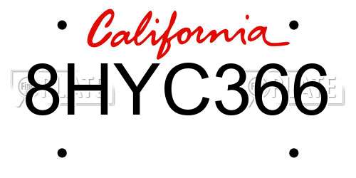 8HYC366 California License Plate