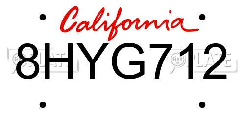 8HYG712 California License Plate