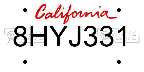 8HYJ331 California License Plate