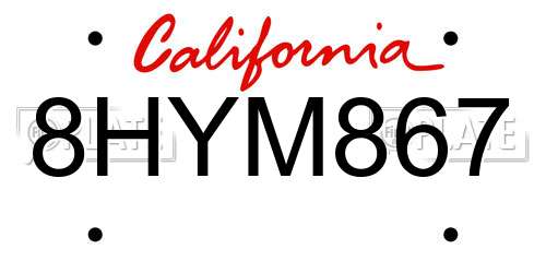 8HYM867 California License Plate