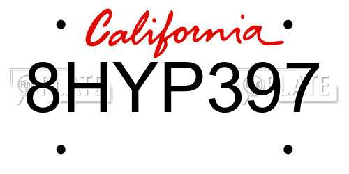 8HYP397 California License Plate