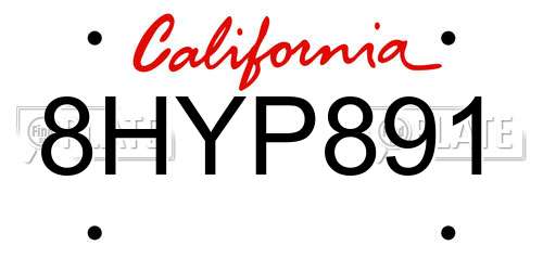 8HYP891 California License Plate