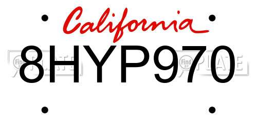 8HYP970 California License Plate