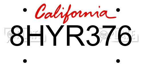 8HYR376 California License Plate