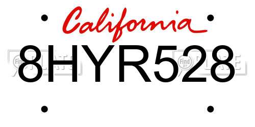 8HYR528 California License Plate