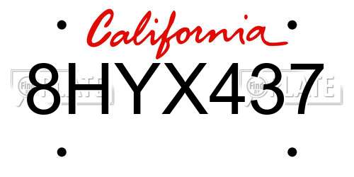8HYX437 California License Plate