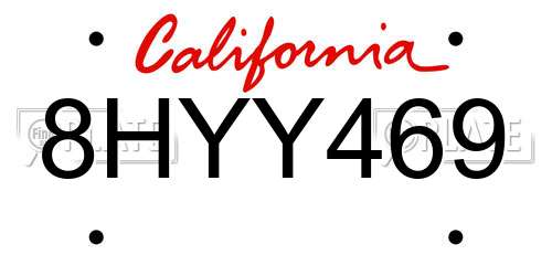 8HYY469 California License Plate