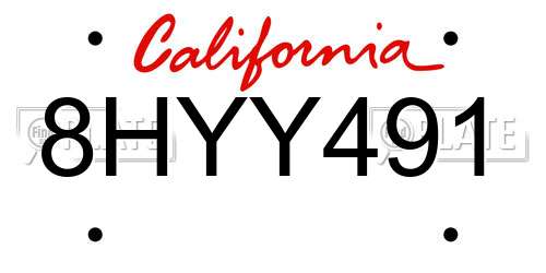 8HYY491 California License Plate