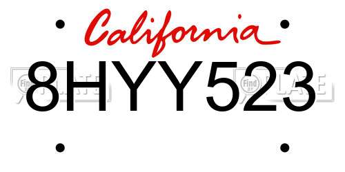 8HYY523 California License Plate