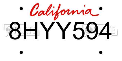 8HYY594 California License Plate