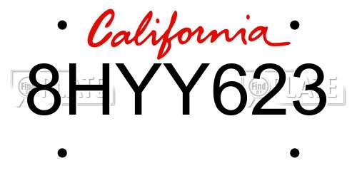 8HYY623 California License Plate