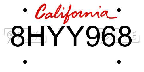 8HYY968 California License Plate