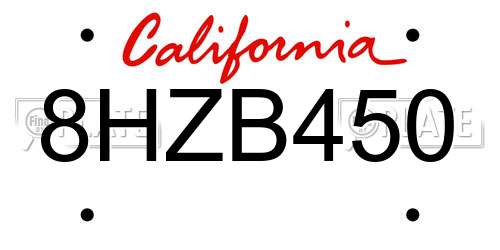 8HZB450 California License Plate