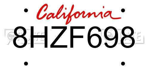 8HZF698 California License Plate