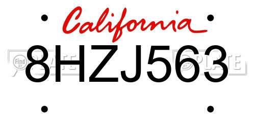8HZJ563 California License Plate