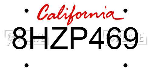 8HZP469 California License Plate