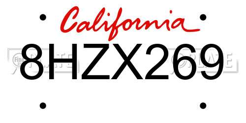 8HZX269 California License Plate