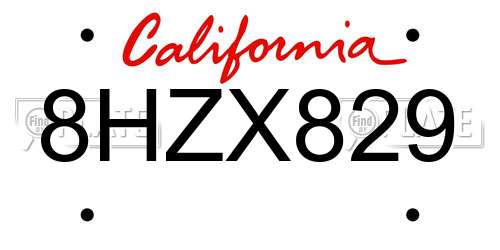 8HZX829 California License Plate