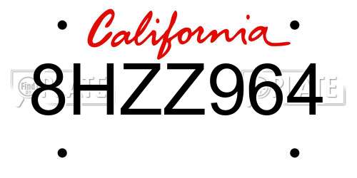 8HZZ964 California License Plate