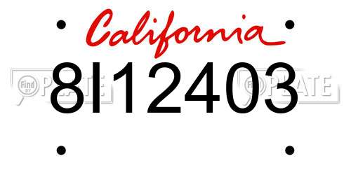8I12403 California License Plate