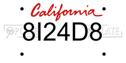 8I24D8 California License Plate