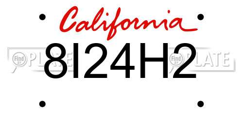 8I24H2 California License Plate