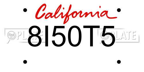 8I50T5 California License Plate