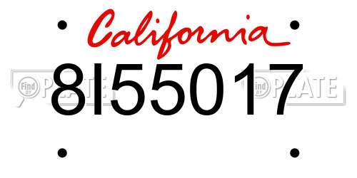 8I55017 California License Plate