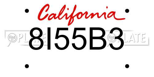 8I55B3 California License Plate