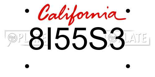 8I55S3 California License Plate
