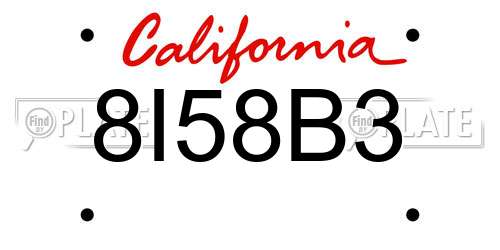 8I58B3 California License Plate