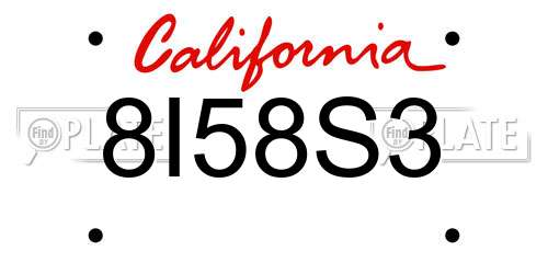 8I58S3 California License Plate