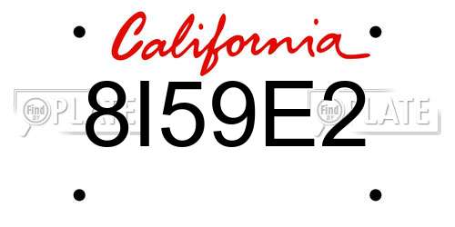 8I59E2 California License Plate