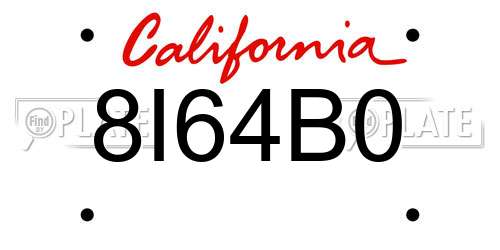8I64B0 California License Plate