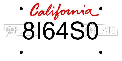 8I64S0 California License Plate
