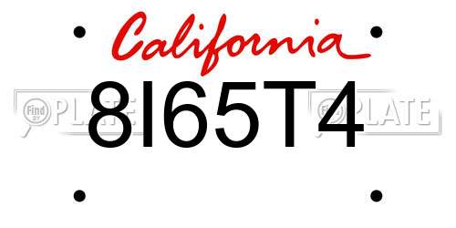 8I65T4 California License Plate