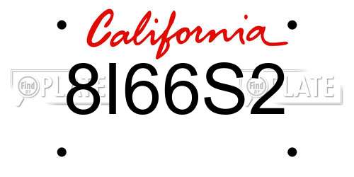 8I66S2 California License Plate