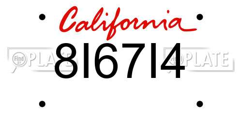 8I67I4 California License Plate